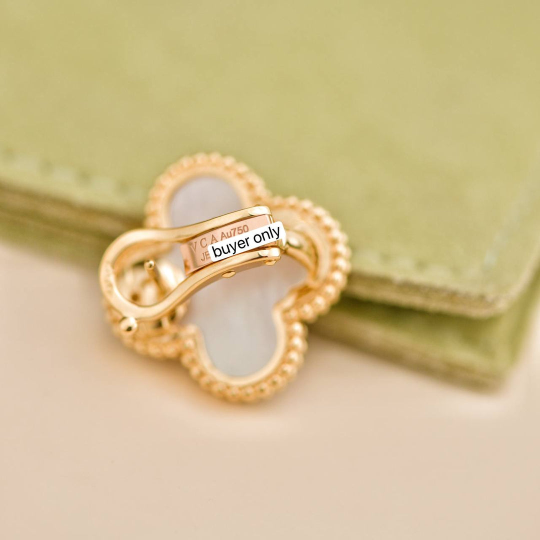 Second Hand VCA Magic Alhambra Mother of Pearl 18K Yellow Gold Earrings