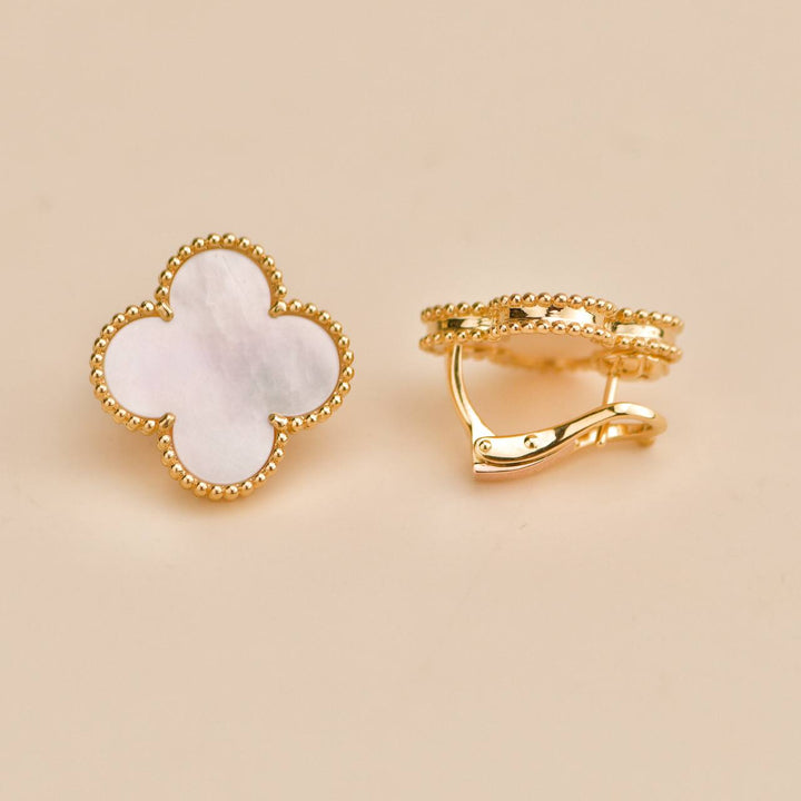 Preowned VCA Magic Alhambra Mother of Pearl 18K Yellow Gold Earrings