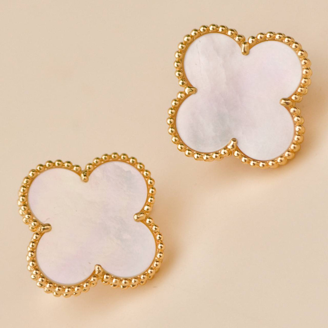 Preloved VCA Magic Alhambra Mother of Pearl 18K Yellow Gold Earrings