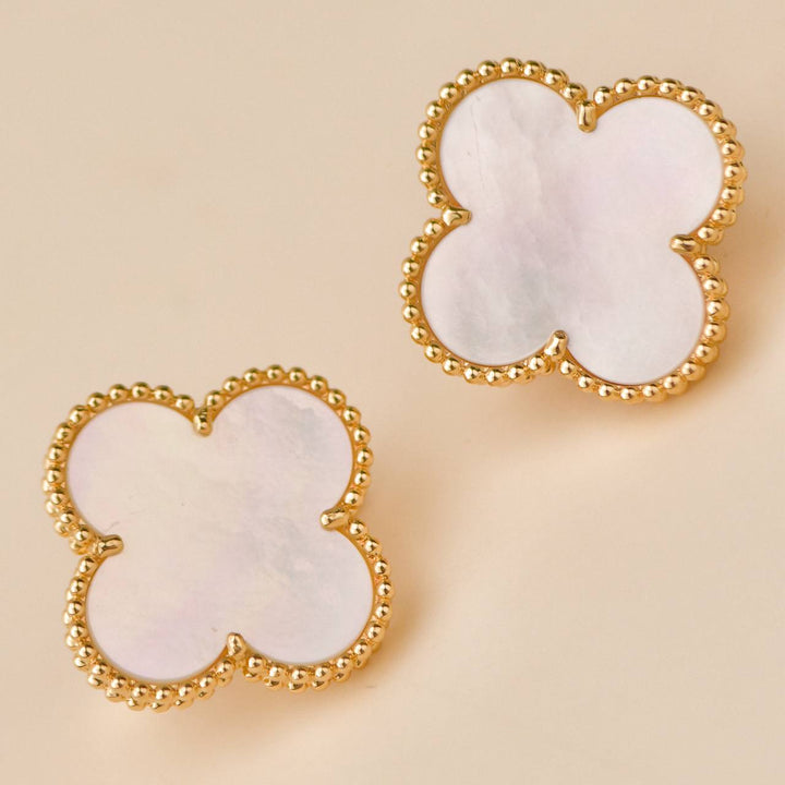 Preloved VCA Magic Alhambra Mother of Pearl 18K Yellow Gold Earrings