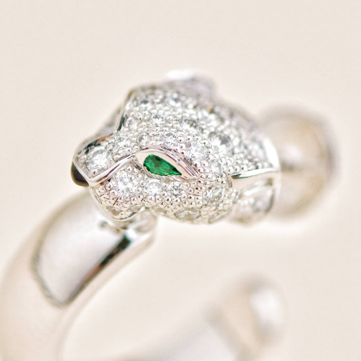 Preloved Cartier Panthère de Cartier  18K White Gold Emerald Diamond Earrings