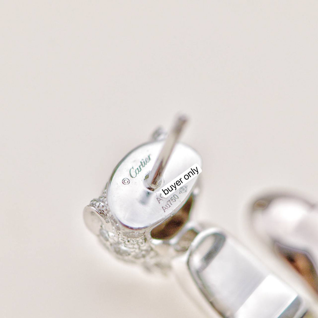 Preowned Cartier Panthère de Cartier 18K White Gold Emerald Diamond Earrings