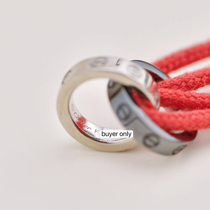 Second Hand Cartier Love Diamond 18k White Gold Sèvres Porcelain Cord Bracelet