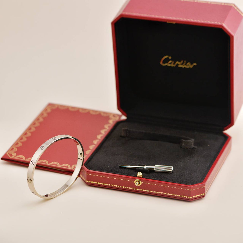 Preowned Cartier Love Bracelet 18K White Gold Size 19