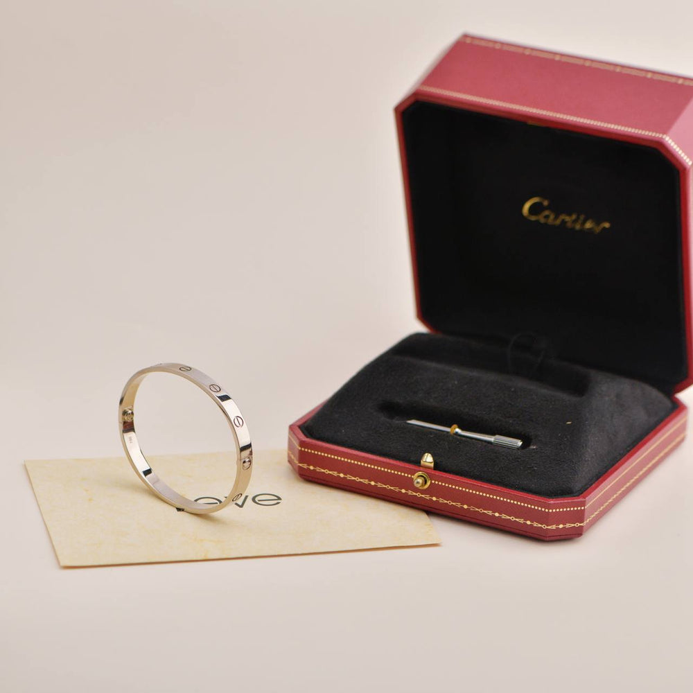 Preowned Cartier Love 18K White Bracelet Size 18