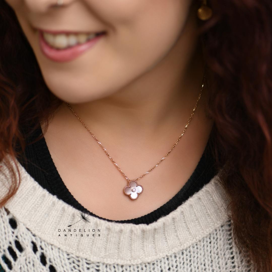 Van Cleef & Arpels Vintage Alhambra 2025 Pink Mother of Peal 18K Rose Gold Holiday Pendant