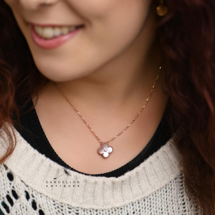 Van Cleef & Arpels Vintage Alhambra 2025 Pink Mother of Peal 18K Rose Gold Holiday Pendant