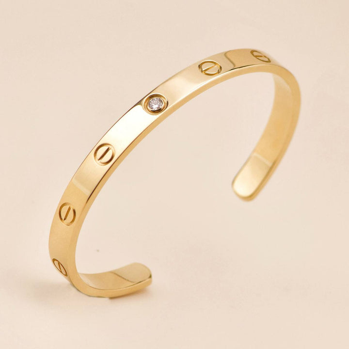 Preloved Cartier Love One Diamond 18K Yellow Gold Cuff Bracelet 