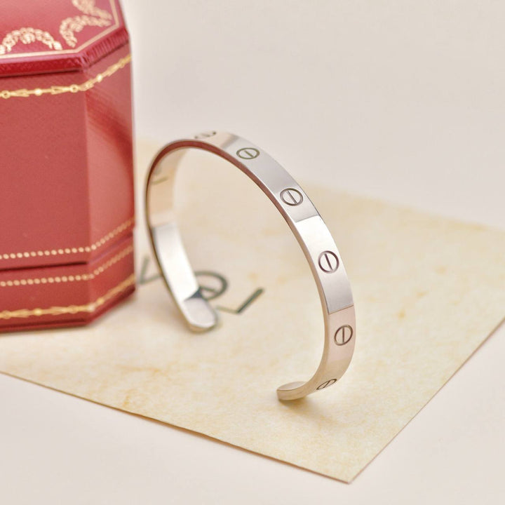 Second hand Cartier Love 18K White Gold Cuff Bracelet Size 18