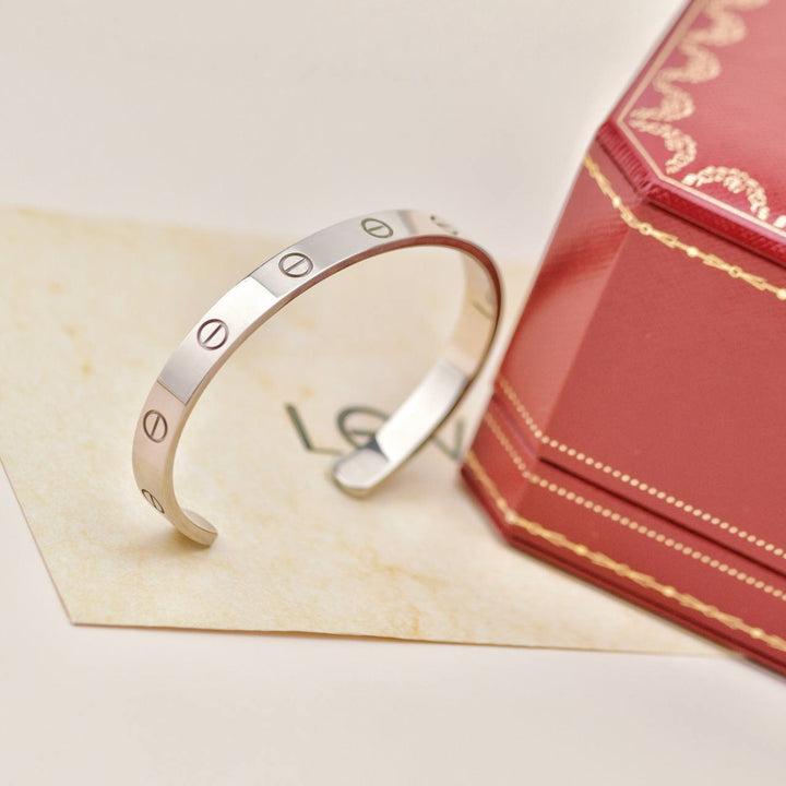 Used Cartier Love 18K White Gold Cuff Bracelet Size 18