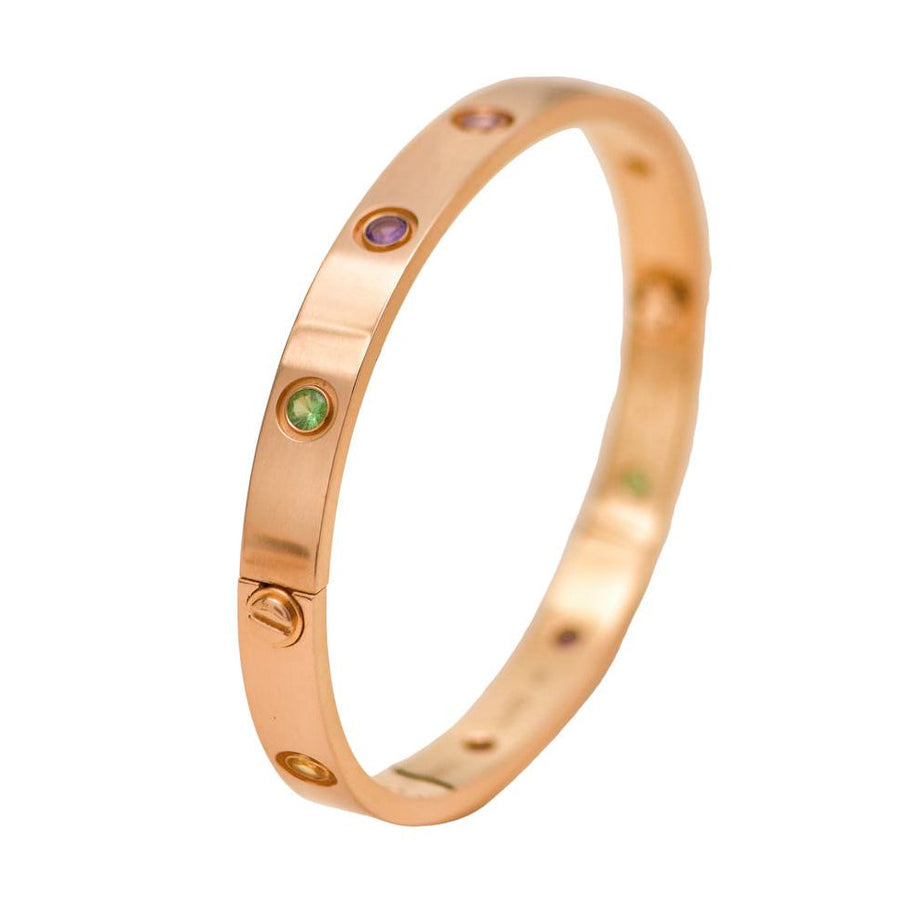 Preloved Cartier Rainbow Multi Gem 18K Rose Gold Bracelet Size 17
