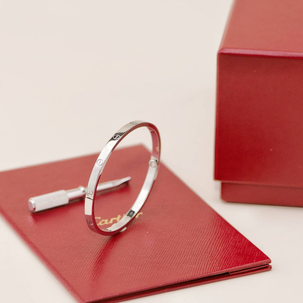 Preowned Cartier Love Small Model 18K White Gold Size 16