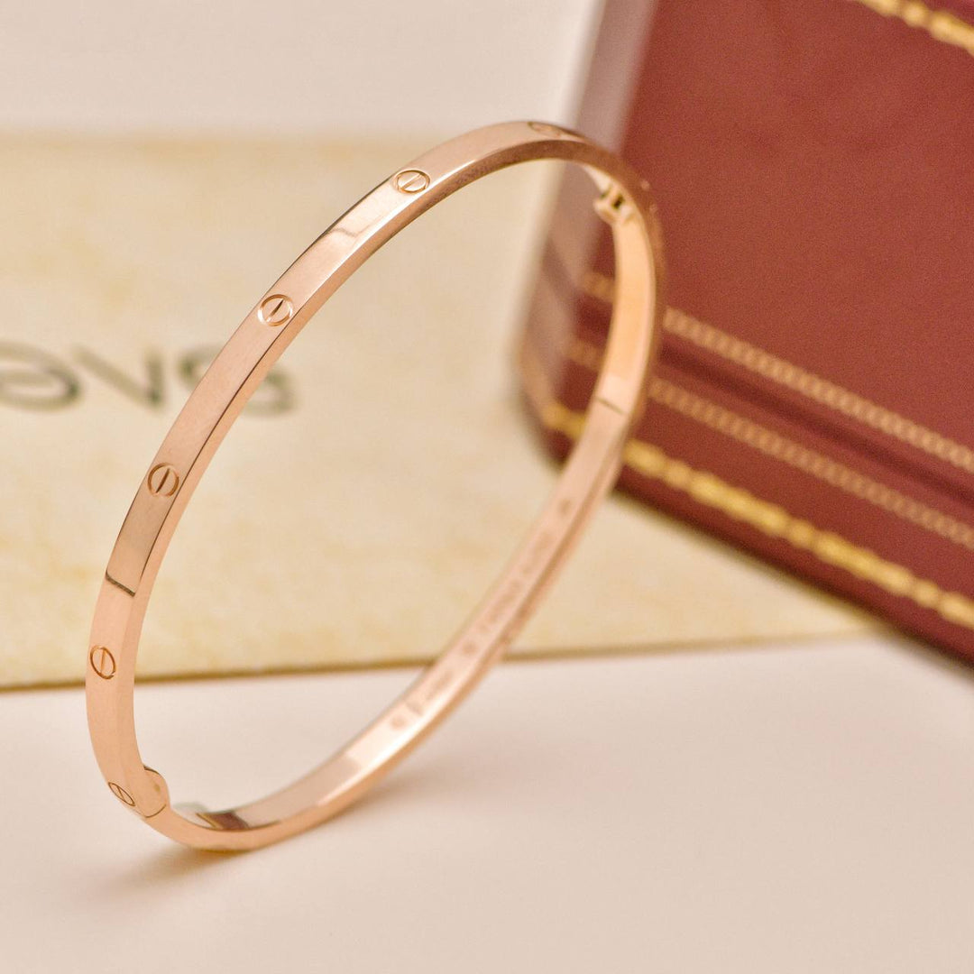 Second Hand Cartier Love Small Model 18K Rose Gold Bracelet Size 19