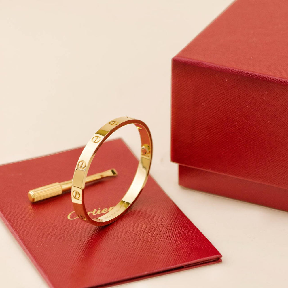 Preowned Cartier Love 18K Yellow Gold Bracelet Size 17