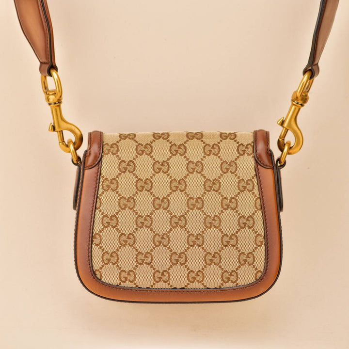 Preloved Gucci Lady Web Original GG Beige Canvas Leather Handbag