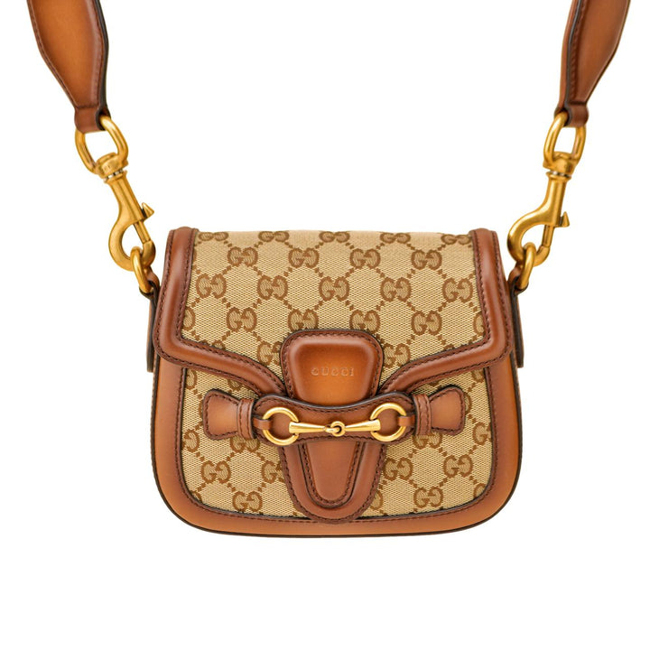 Preloved Gucci Lady Web Original GG Beige Canvas Leather Shoulder Bag