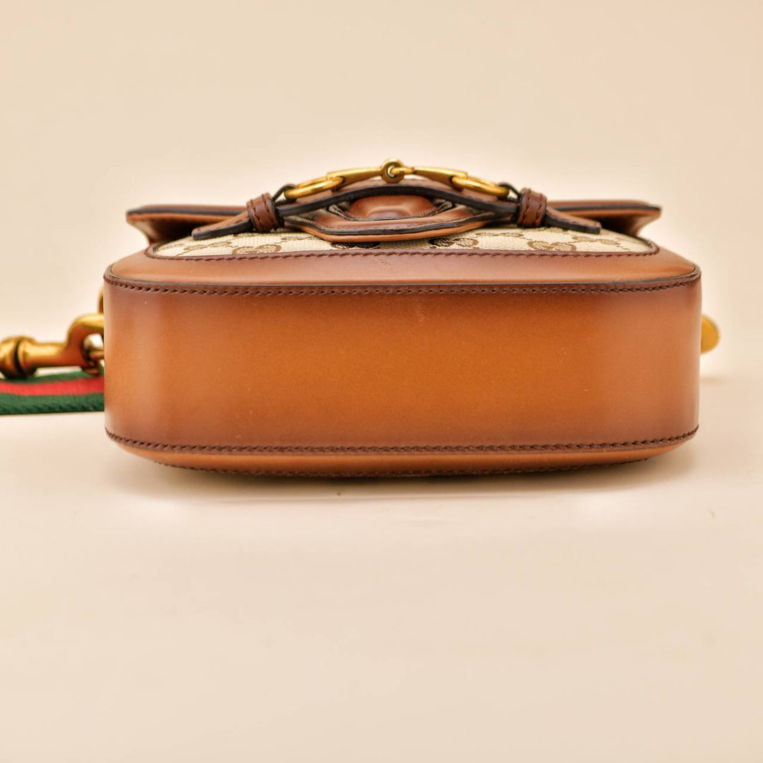 Preowned Gucci Lady Web Original GG Beige Canvas Leather Handbag