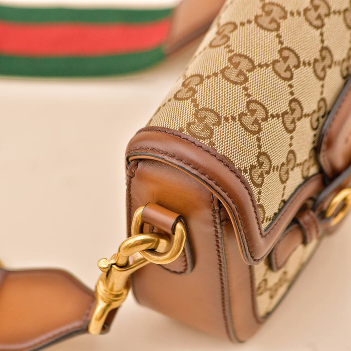 Preloved Gucci Lady Web Original GG Beige Canvas Leather Crossbody bag