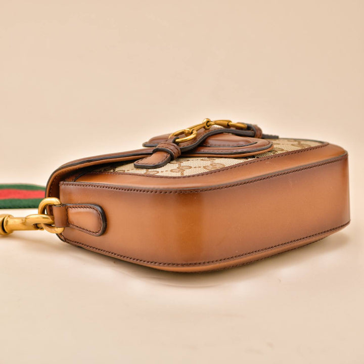 Second Hand Gucci Lady Web Original GG Beige Canvas Leather Crossbody bag