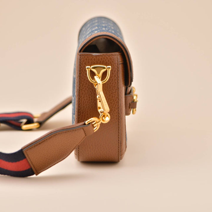 Preloved Gucci Horsebit 1955 Monogram Denim Handbag