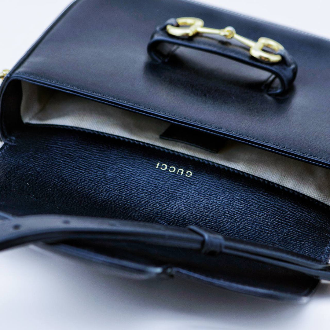 Used Gucci Horsebit 1955 Black Leather Handbag