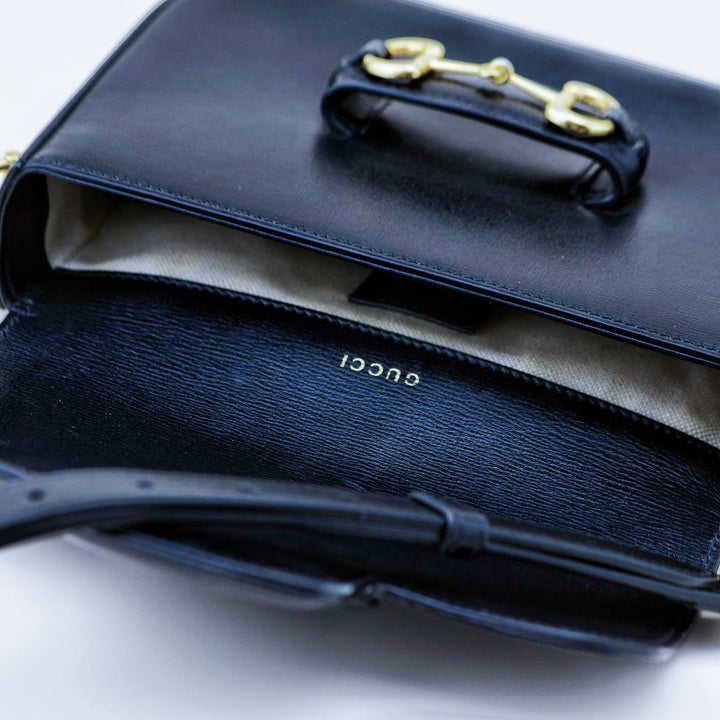 Used Gucci Horsebit 1955 Black Leather Handbag