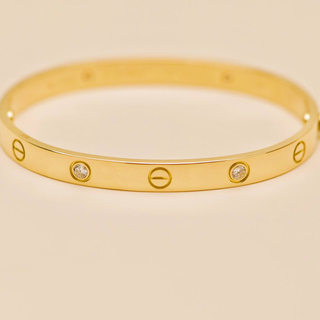 Preloved Cartier Love 4 Diamond 18K Yellow Gold Bracelet