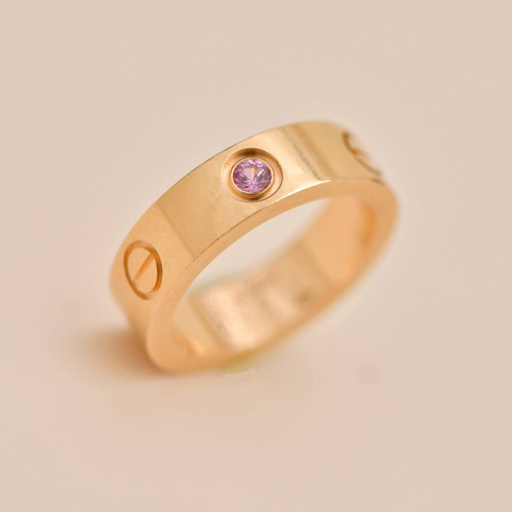 Second Hand Cartier Love Pink Sapphire 18K Rose Gold Ring 
