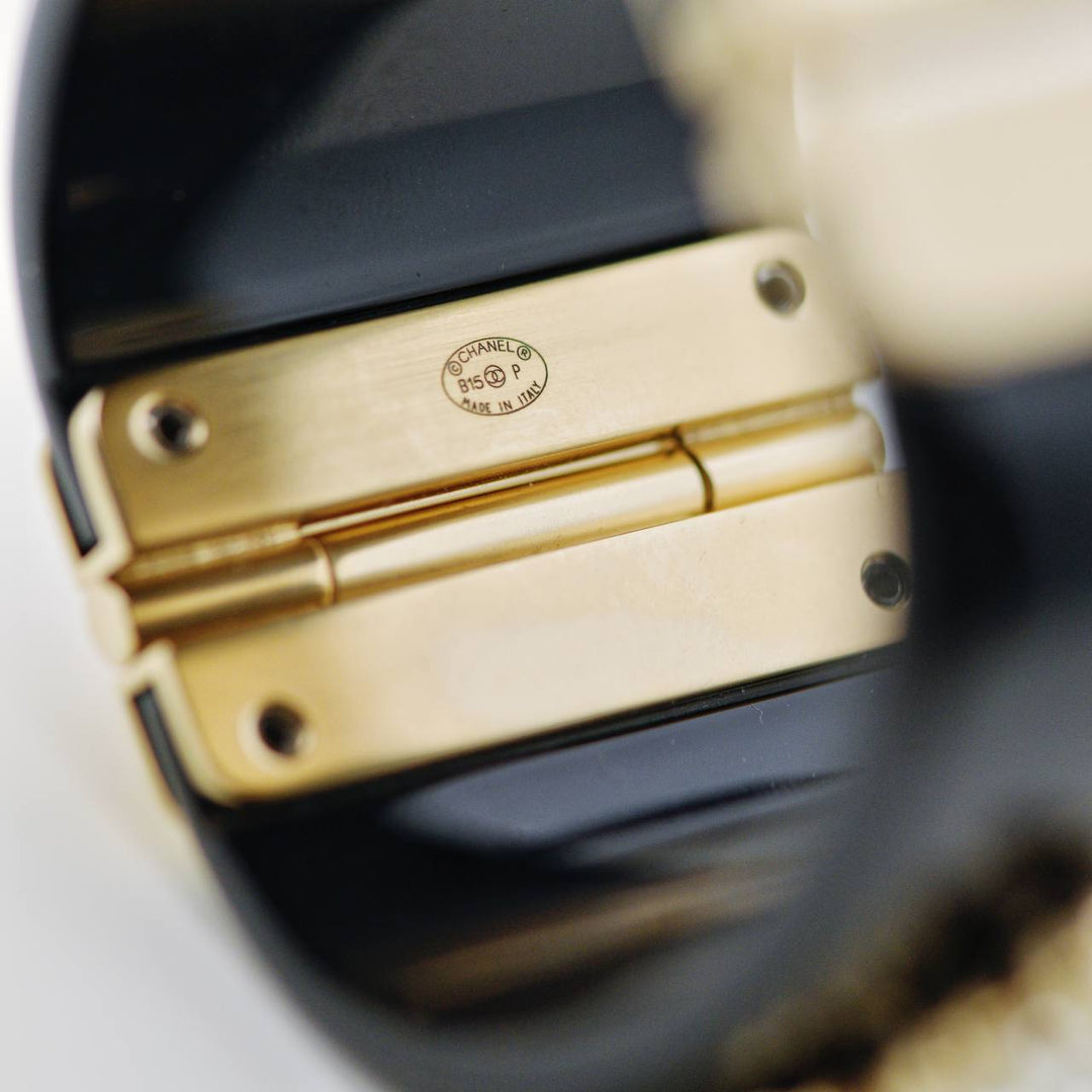 Used Chanel CC Collection Black Resin Faux Pearl Bracelet