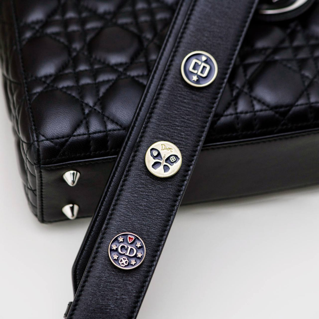 Used Dior Lady Dior Black Leather Small Size Handbag