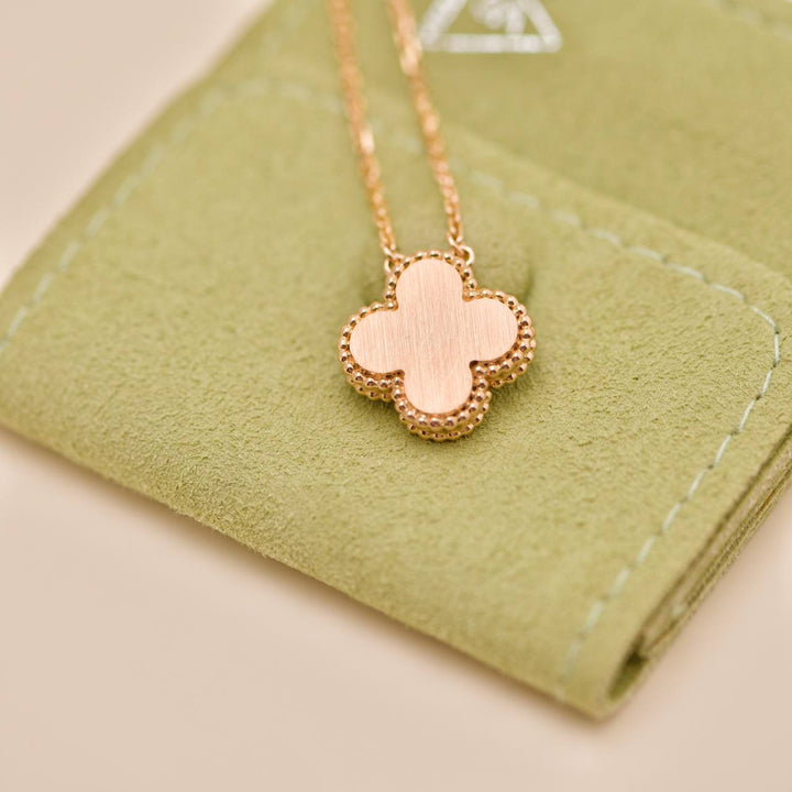 Preowned Van Cleef Vintage Alhambra Grey Mother of Pearl 18k Rose Gold 2014 Holiday Pendant