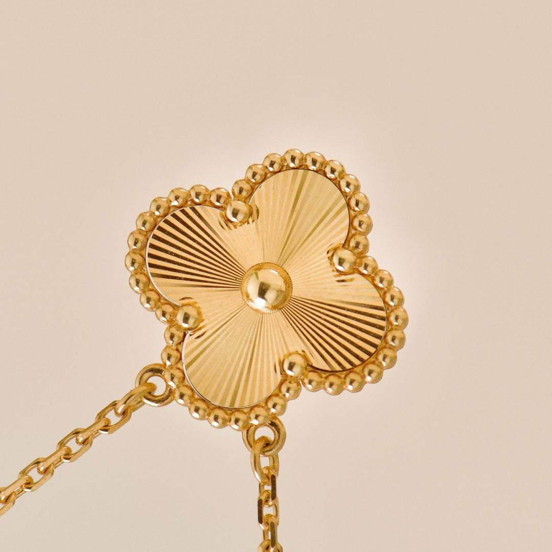 Used Van Cleef & Arpels Guilloché Vintage Alhambra 18K Yellow Gold Pendant