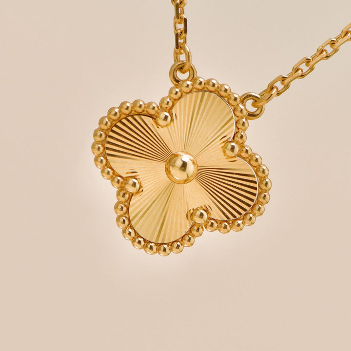 Preloved Van Cleef Guilloché Vintage Alhambra 18K Yellow Gold Pendant