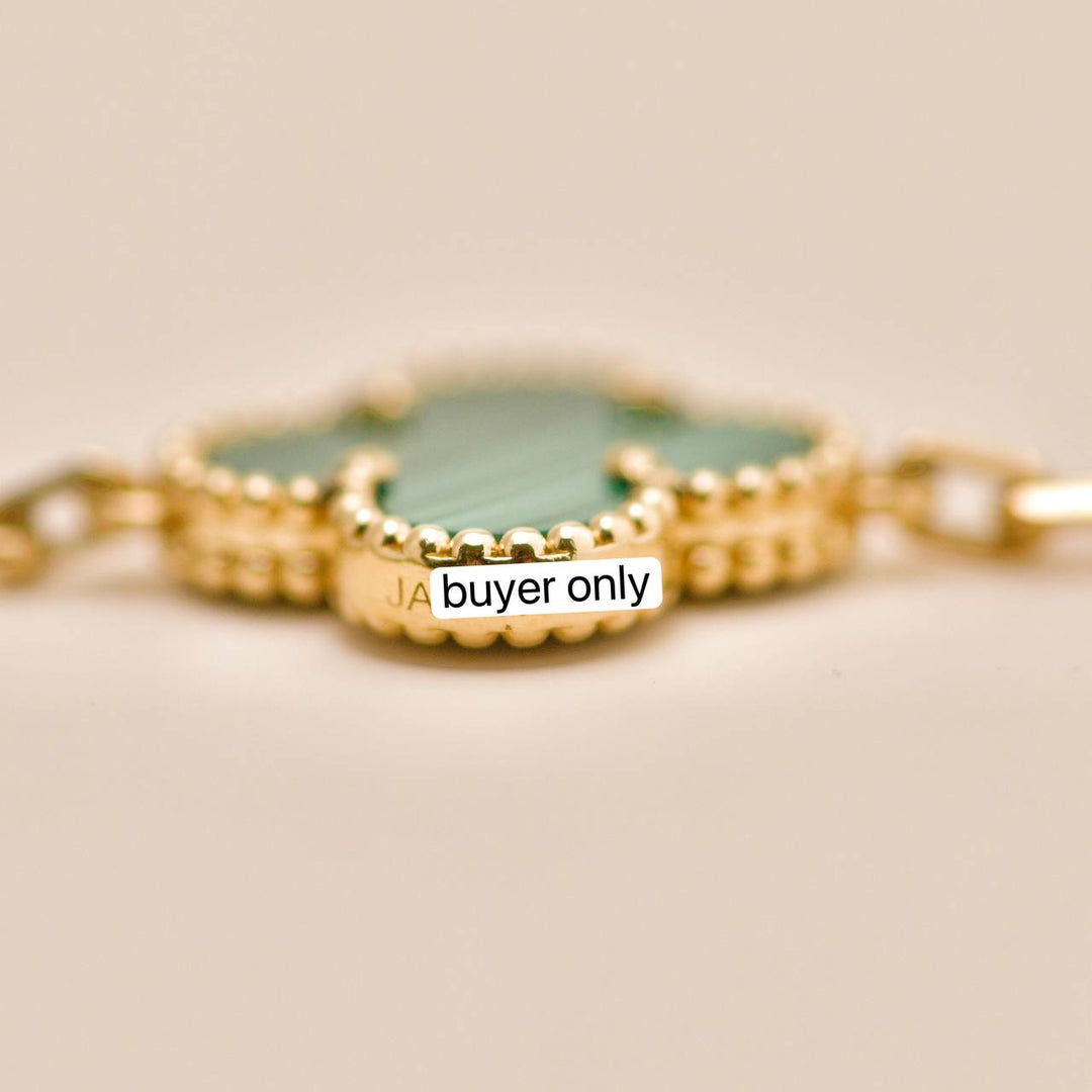 Preloved VCA Vintage Alhambra 5 Motif Malachite 18K Yellow Gold Bracelet