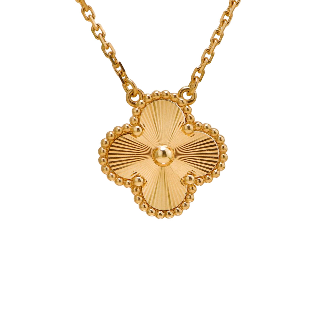 Preloved Van Cleef & Arpels Guilloché Vintage Alhambra 18K Yellow Gold Pendant