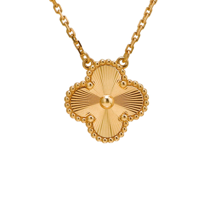 Preloved Van Cleef & Arpels Guilloché Vintage Alhambra 18K Yellow Gold Pendant