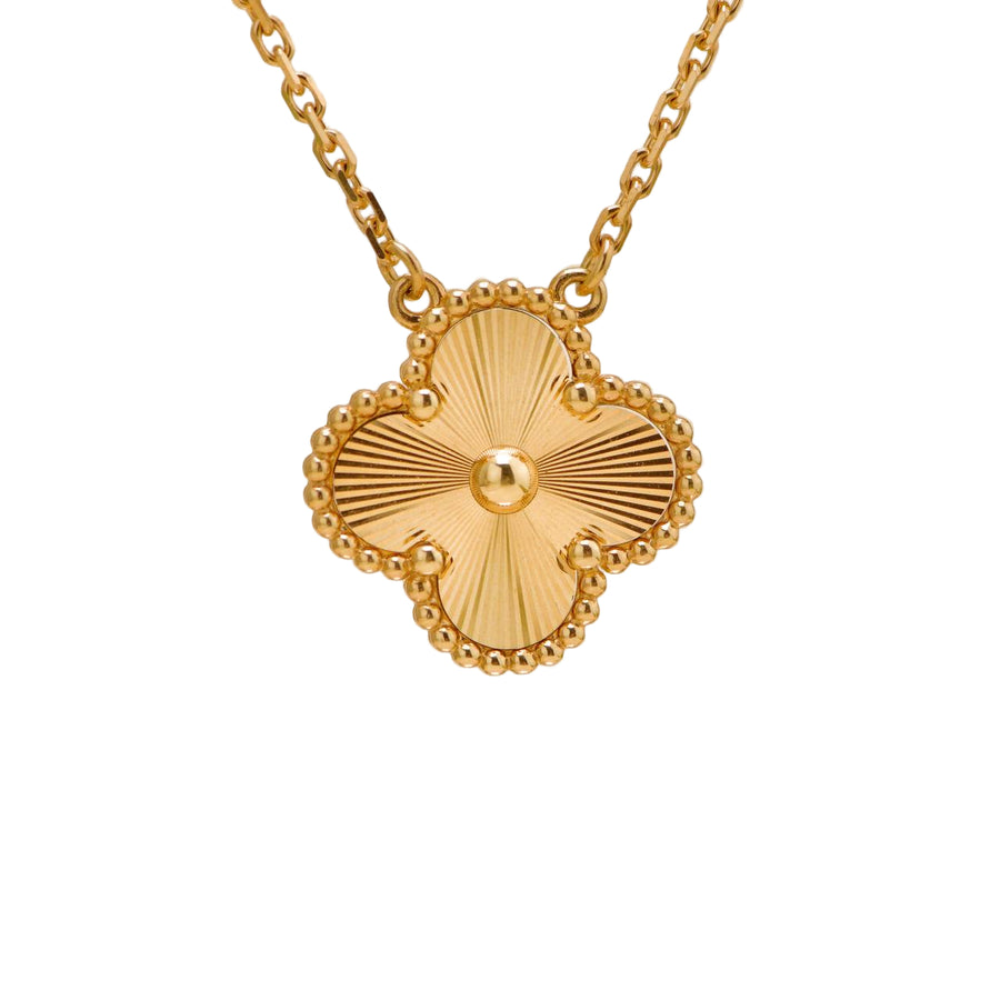 Preloved Van Cleef & Arpels Guilloché Vintage Alhambra 18K Yellow Gold Pendant