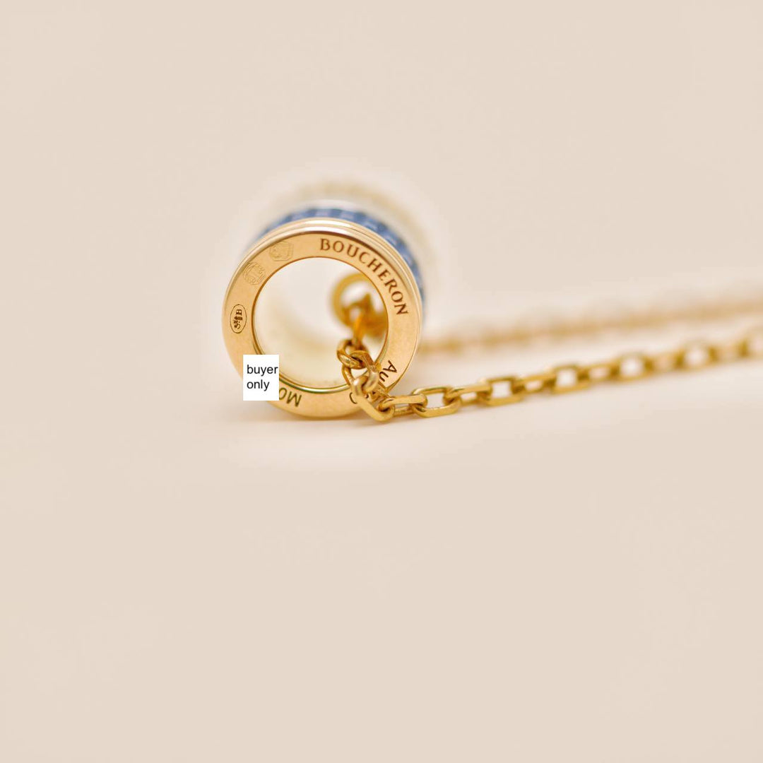 Boucheron Quatre Blue Edition Mini Pendant Necklace 18K Rose Yellow White Gold Ceramic
