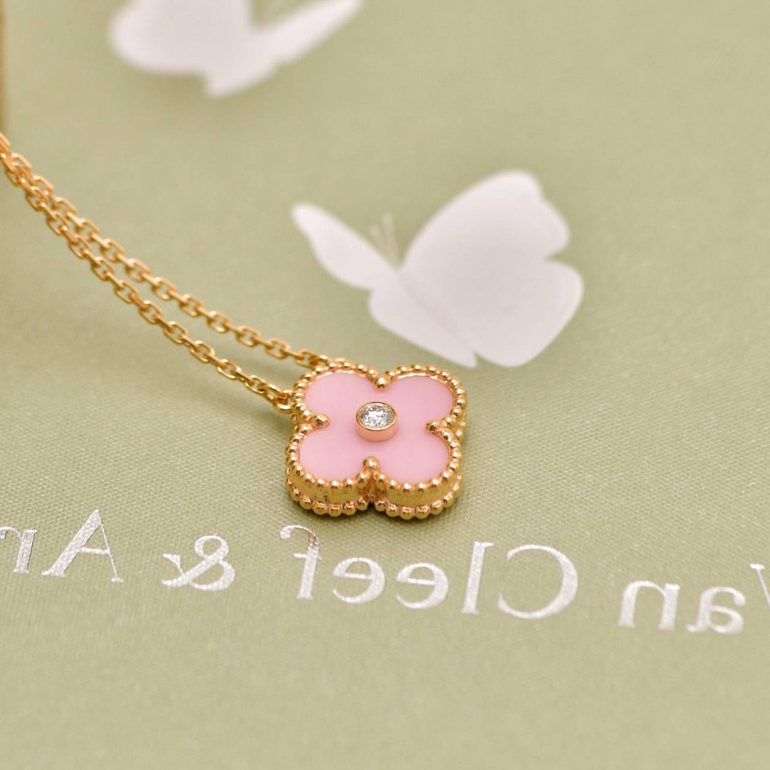 Second Hand Van Cleef & Arpels 2025 Holiday Pendant Pink Mother of Pearl 18K Rose Gold