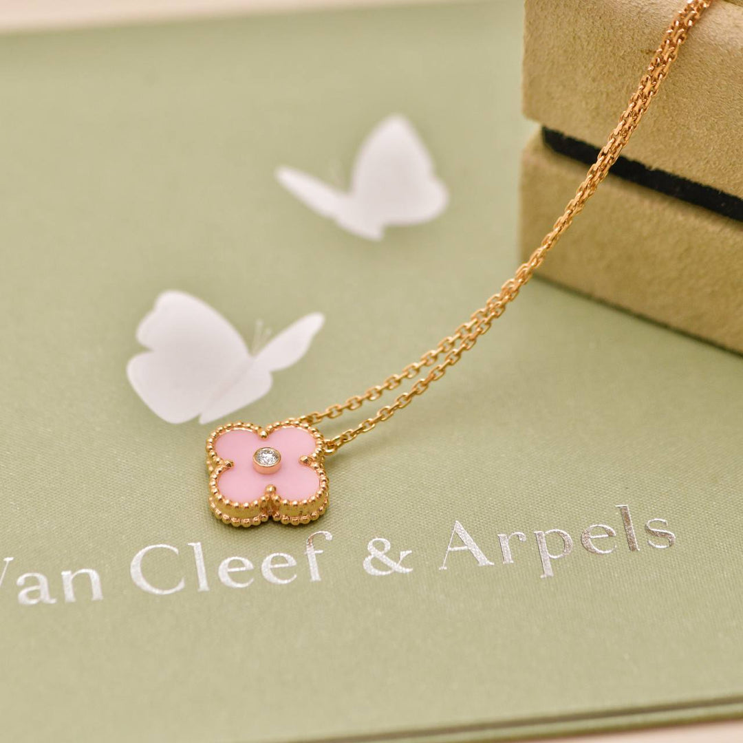 Preowned Van Cleef & Arpels 2025 Holiday Pendant Pink Mother of Pearl 18K Rose Gold