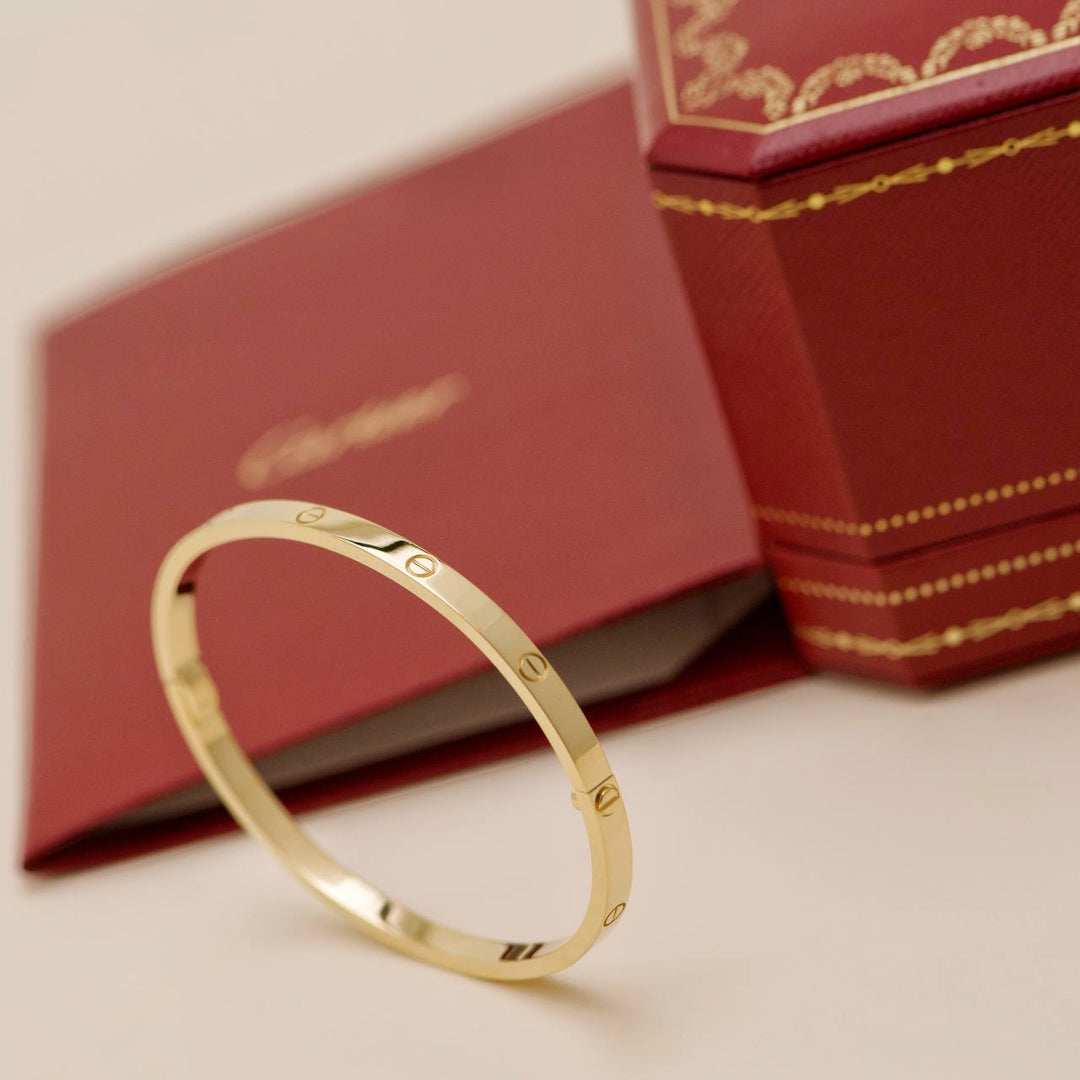 Second Hand Cartier 18K Yellow Gold Small Model Bracelet Size 17