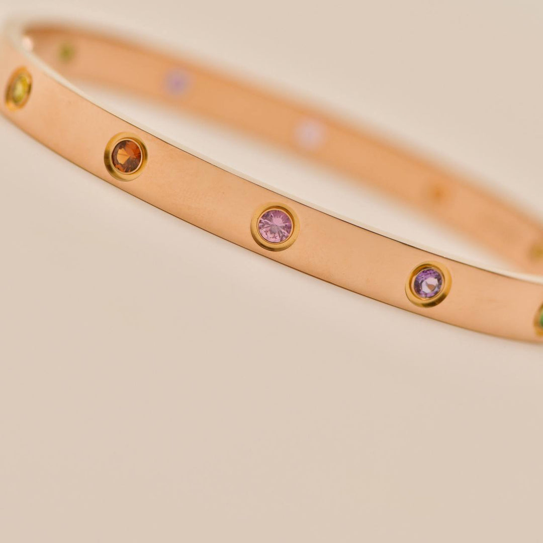 Used Cartier Love Multi Gem 18K Rose Gold Bracelet Size 18