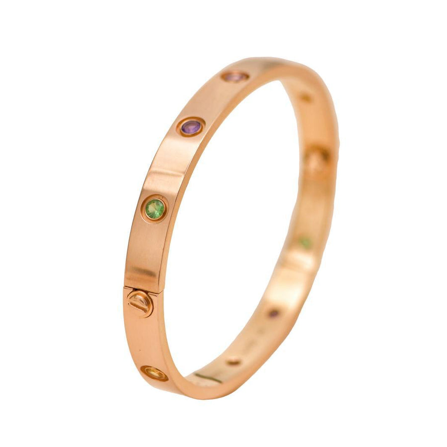 Preloved Cartier Love Multi Gem 18K Rose Gold Bracelet Size 18