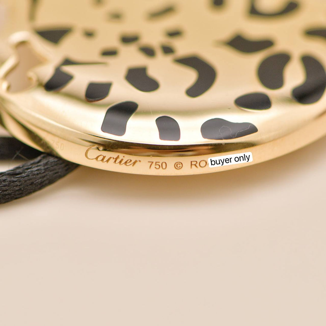 Preloved Cartier Panthère Enamel Tsavorite 18K Yellow Gold Cord Necklace