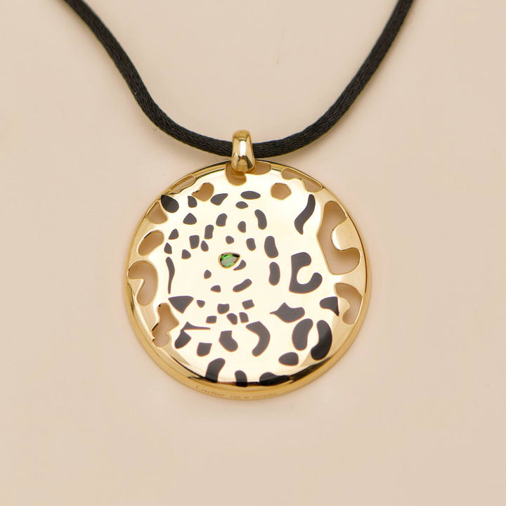 Preloved Cartier Panthère Enamel Tsavorite 18K Yellow Gold Cord Necklace