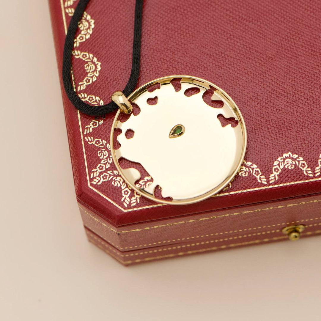 Second Hand Cartier Panthère Enamel Tsavorite 18K Yellow Gold Cord Necklace