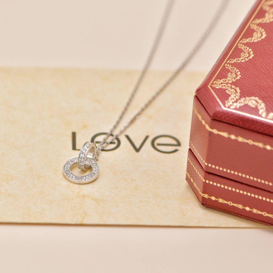 Preowned Cartier Love Diamond 18K White Gold Pendant Necklace