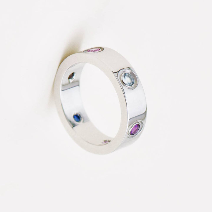 Second Hand Cartier Love Rainbow Multi gem 18K White Gold Ring