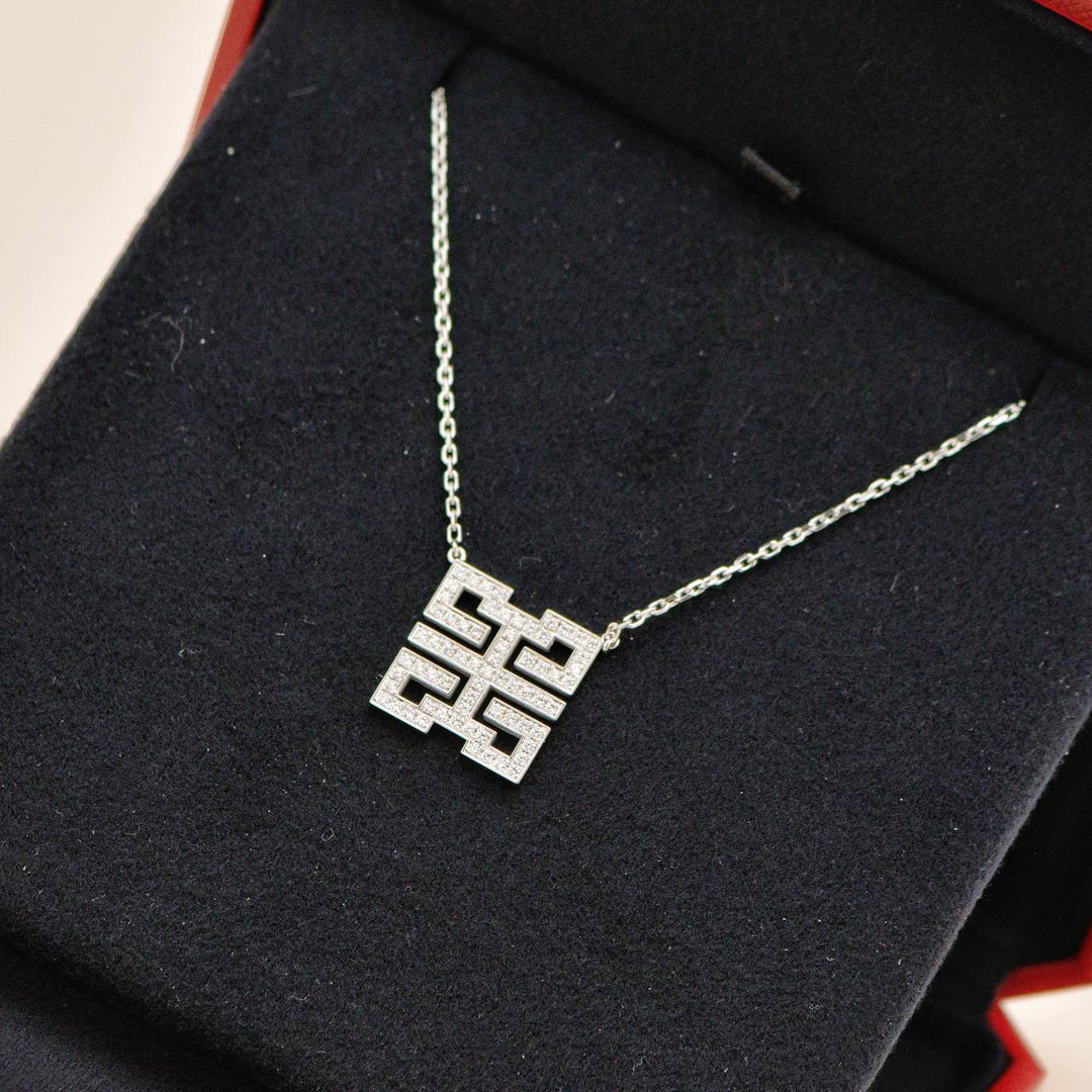 Used Cartier Baiser Du Dragon Diamond 18K White Gold Pendant Necklace