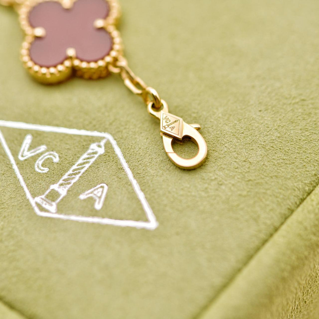 Preloved VCA Vintage Alhambra Carnelian 18K Yellow Gold Bracelet